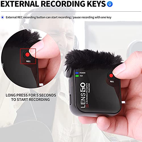 Image of LENSGO 348C 2.4G Wireless Lavalier Microphone System, TF Card Slot Compact 1 Transmitter and 1 Receiver Wireless Lapel Lav Mic for iPhone Smartphone Camera Vlog YouTube Interview Video Camcorder (348- 1 TX & 1 RX)