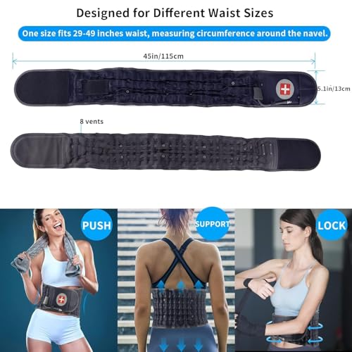 Image of Decompression Back Belt - Lumbar Support Belt for Men & Women Lower Back Pain Relief, Back Traction Device Fits Waist Size 29-49 Inches (Blue)