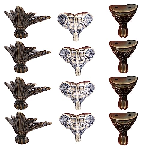 Leadigol 12 PCS Antique Brass Box Legs Feet,Jewelry Box Feet