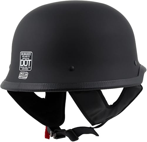 Miniatura 8 de Milwaukee Helmets MPH9740DOT Motorrad DOT Casco de motociclista de media cara negro mate estilo alemán - XL