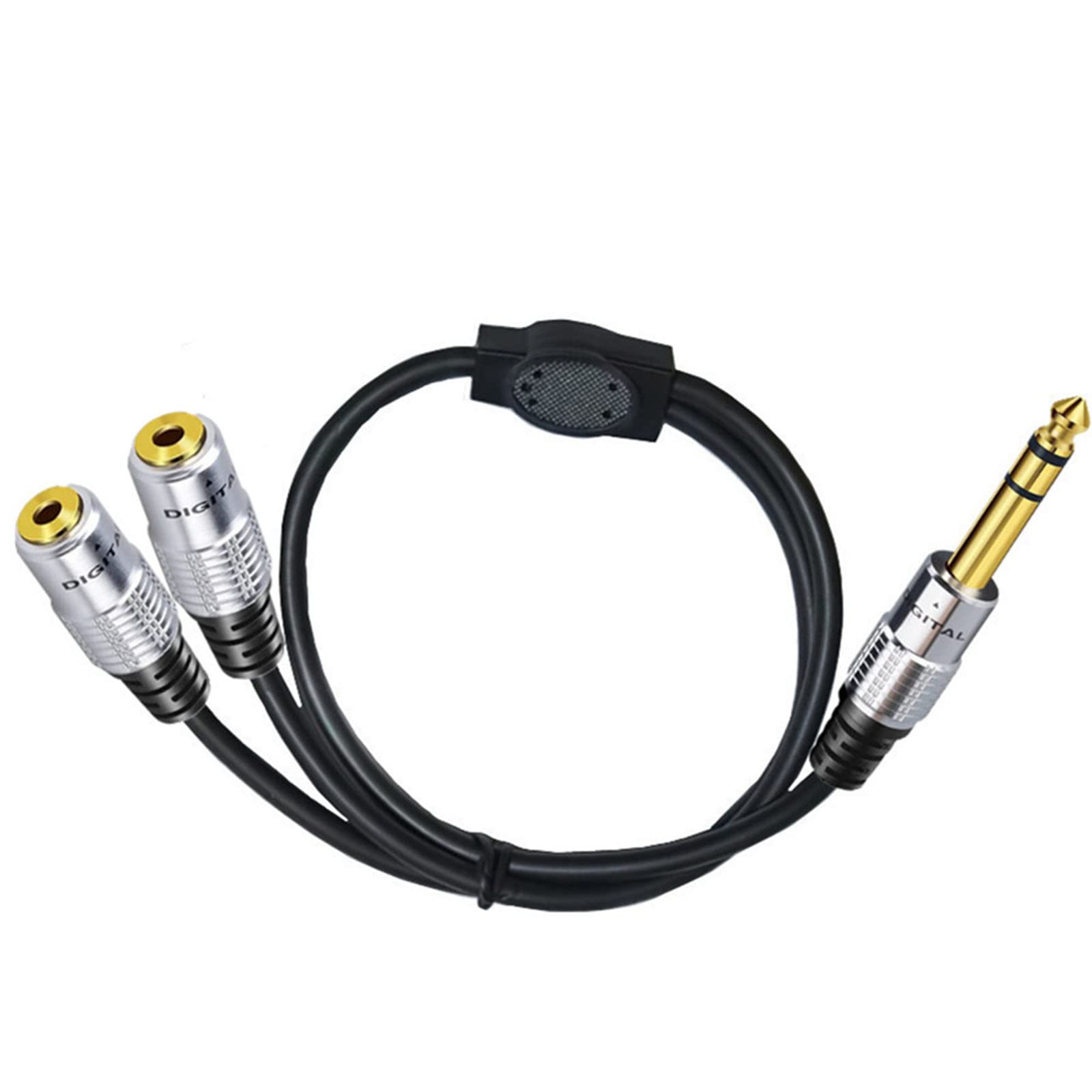 Cavo Splitter Audio A Y 6,35mm Maschio – Doppia Uscita Femmina 6,35mm E 3,5mm, Connettori Placcati Oro, Per Microfono, Amplificatore, Chitarra, Mixer