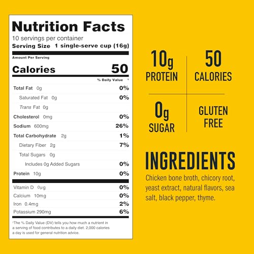 LonoLife Chicken Bone Broth Powder Mix | 10g Protein | Collagen-Rich, Keto & Paleo Friendly | Natural Ingredients | 10 Single-Serve Cups - Thumbnail 6