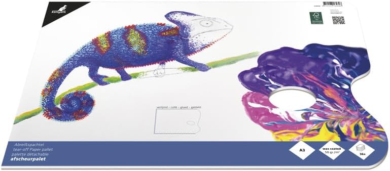 Tear-Off Palette Kangaro A3 36 Sheets 50 g Paper glued on 3 Sides with Thumb Hole