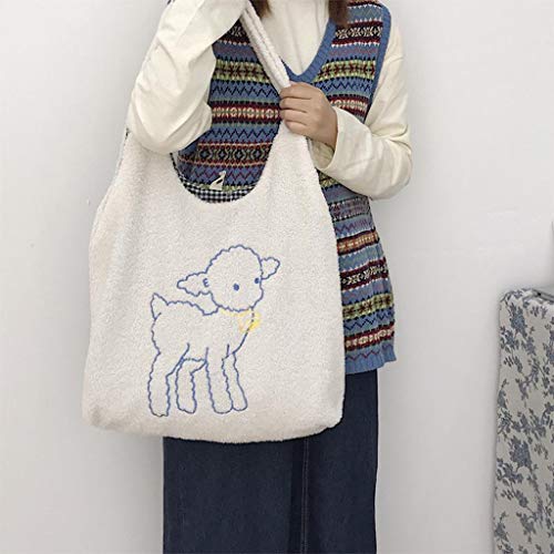 Generic Inverno Peludo Grande Sheep Padrão de Moda Bolsas Senhoras Ombro Mensageiro Sacos de Viagem