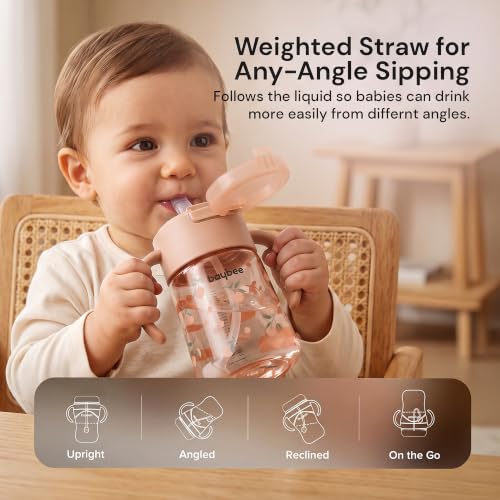 Image of BAYBEE Sipper for Baby with Soft Silicone Straw | Baby Sippy Cup with Anti-Spill Lock Water Bottle with Twin Handles | BPA-Free Tritan Drinking Sipper for Kids for Infants & Toddlers (280ml - Orange)