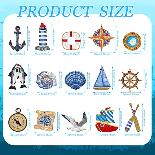 Estune 15 Pieces Summer Diamond Painting Keychain Kits 5D Diamond Art Keychains Diy Painting Kit Summer Hanging Diamond Art Kits Diamond Art For Kids Diy Crafts (Navigation) #TOP2