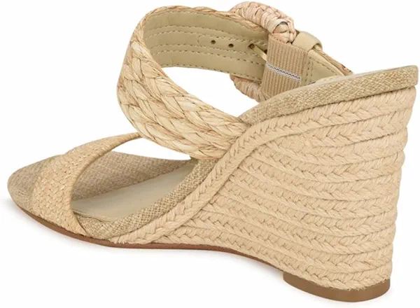 Nine West Womens Novalie 3 Open Toe Slip On Wedge Sandals