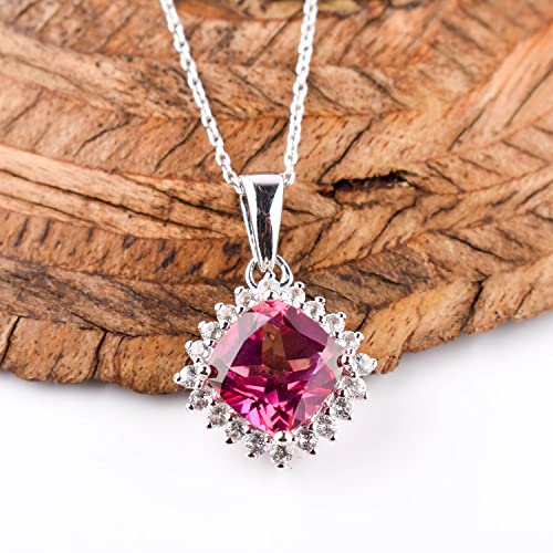 Infinitygemsart Pink & White Topaz Pendant Necklace For Women, Birthstone, Natural Gemstone Brilliant Cut, Dainty Handmade Jewelry, Chakra Energy Crystals, 925 Sterling Silver Chain 20 Inch #TOP1