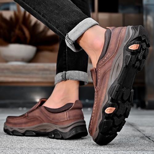 Men's Orthopedic Walking Shoes Genuine Leather Slip On Loafers, Comfortable Non-Slip Driving Loafers for Men3