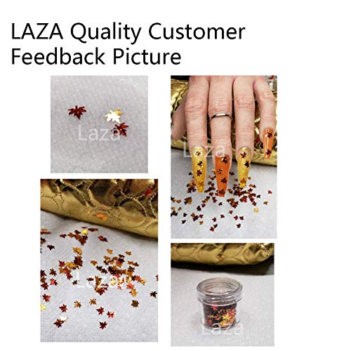 Laza 20ml Jars Chunky Nail Glitter Autumn Leaves Nail Art Sequin Flakes Leaf Shaped Silver Copper Meteillc Red Mixed DIY Design Weed Confetti for Crafts Decoration Festival - Maple - Thumbnail 7