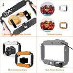 GVM Anneau lumineux LED 5600K, Lumière selfie, Rig vidéo pour smartphone et stabilisateur vidéo pour caméra, smartphone, maquillage, configuration YouTube, autoportrait avec Bluetooth