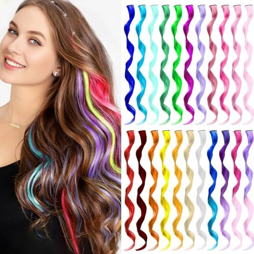 TOFAFA Rainbow Curly Hair Extensions 22 pcs