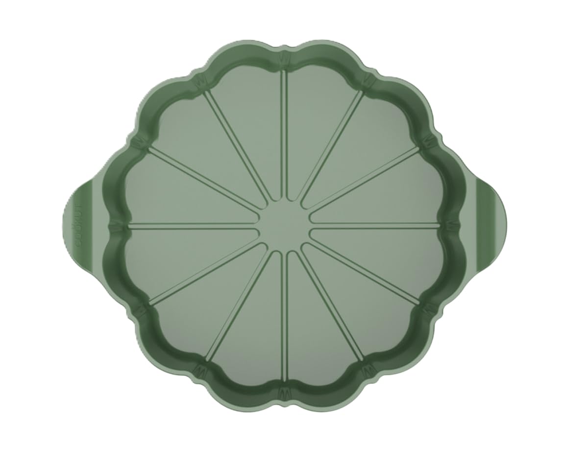 COOKUT, Le Formidable Plat à Tarte avec coupe tarte - dimension 29 cm - couleur Fougère (vert)