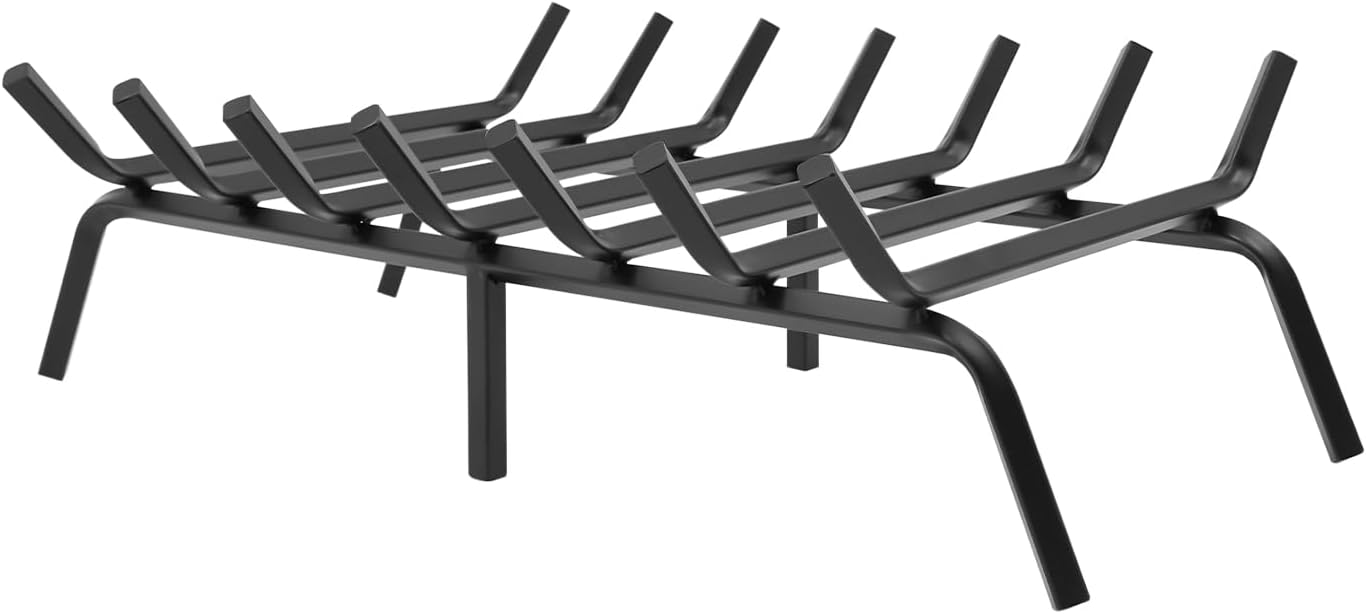 Fireplace Grate, 24 Inch Firewood Log Holder Rack, Heavy Duty Fireplace Log Holder, Fire Wood Stove Grates for Indoor Outdoor Camping Fireplace Accessories Tools(Black)