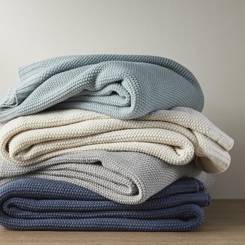 Image of INK+IVY Bree Knit Throw Blanket for Bed, Sofa, and Couch, Lightweight, Breathable, Soft & Cozy Summer Blanket, Twin (66 in x 90 in), Ivory