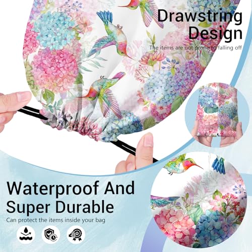 Image of Hummingbird Gymnastics Grip Bag Hydrangea Waterproof String Bag for Gym