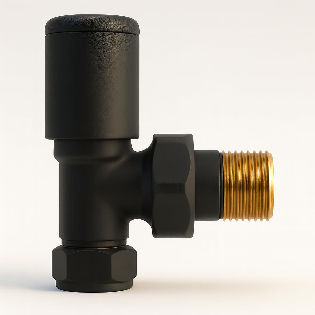 Home Smart Matte Black Kartell K-Rad Angled Modern Radiator Valve 15Mm – – For Radiators & Towel Rails (1)