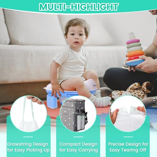 100 Stück Einweg Töpfchenbeutel,Reisen Töpfchen Liner mit Kordelzug für Tragbare Töpfchen für Unterwegs,für Kinder Kleinkind Erwachsene Haustier im Freien (5 Rollen)