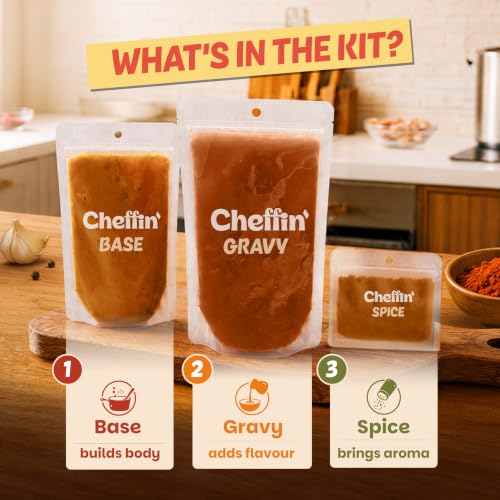 Image of Cheffin' Chicken Tikka Masala 285g | Chef Curated Gourmet Cooking Kit|Cooks 150-200g Chicken | Ready in 10 Min | 100% Natural, No Preservatives | Just Add Fresh Chicken |Serves 2-3