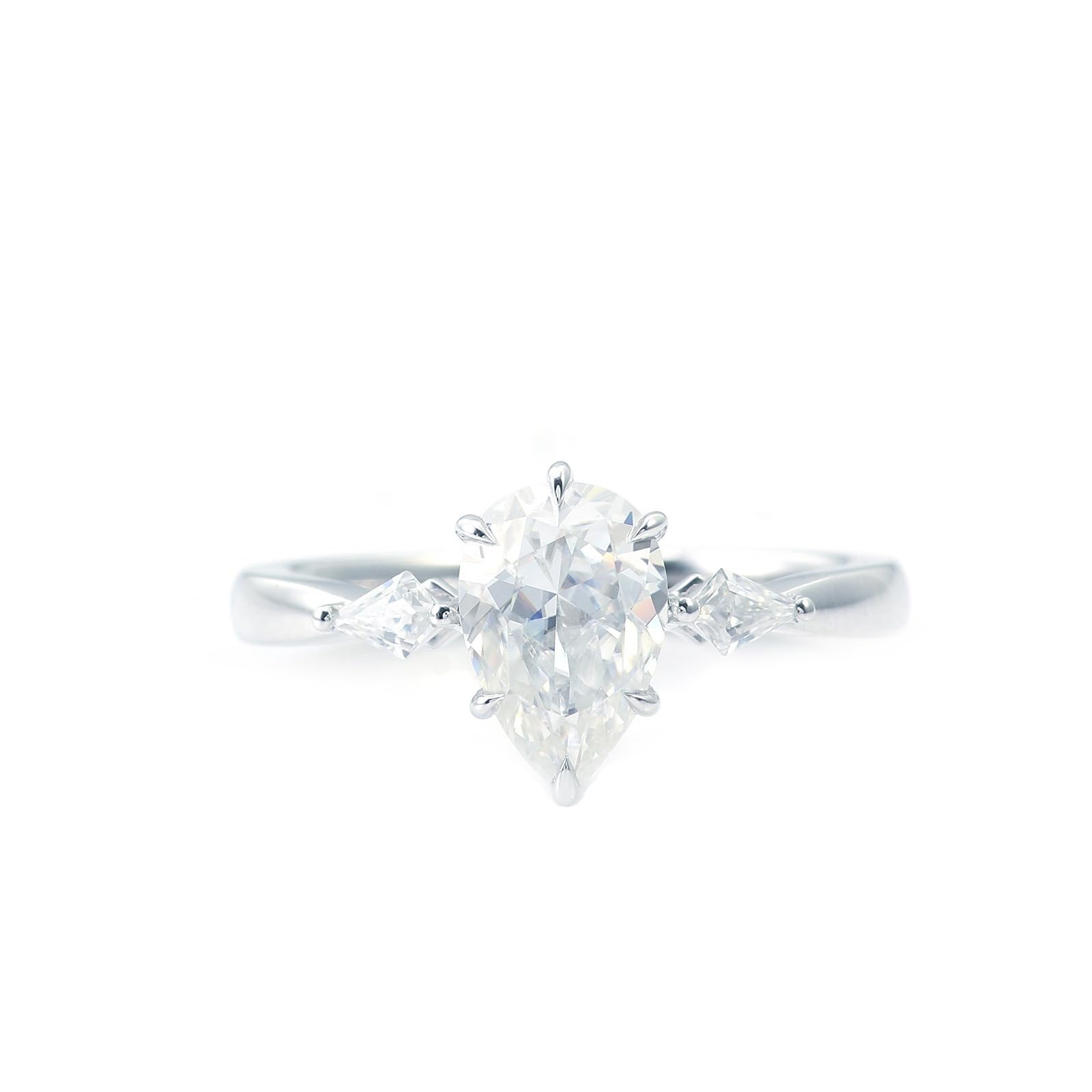 Anillo de oro para mujer de 18 quilates, anillos de boda grabados en forma de gota, anillos de compromiso, anillos de compromiso de oro blanco 750 con moissanite de 1,5 ct D Color VVS1 para