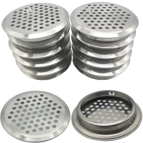 CTRICALVER12 pièces 53mm Grille de Ventilation INOX Maille Ronde Respiration |pour Cuisine Meubles bouche aération inox |pour armoire placard Air évacué...