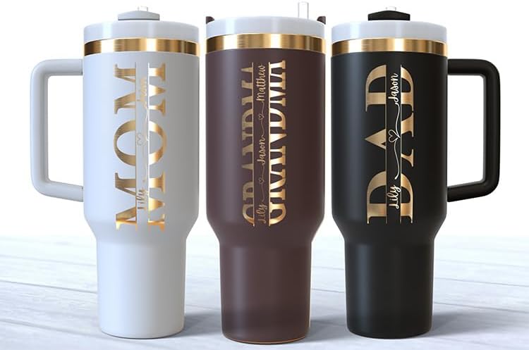 Personalized 40 oz Tumbler with Handle and Straw - Laser Engraved Custom Name Travel Mug - Insulated Stainless Steel Coffee Cup - Gifts for Women Mom Dad - Large Personalized Tumbler - Image 9