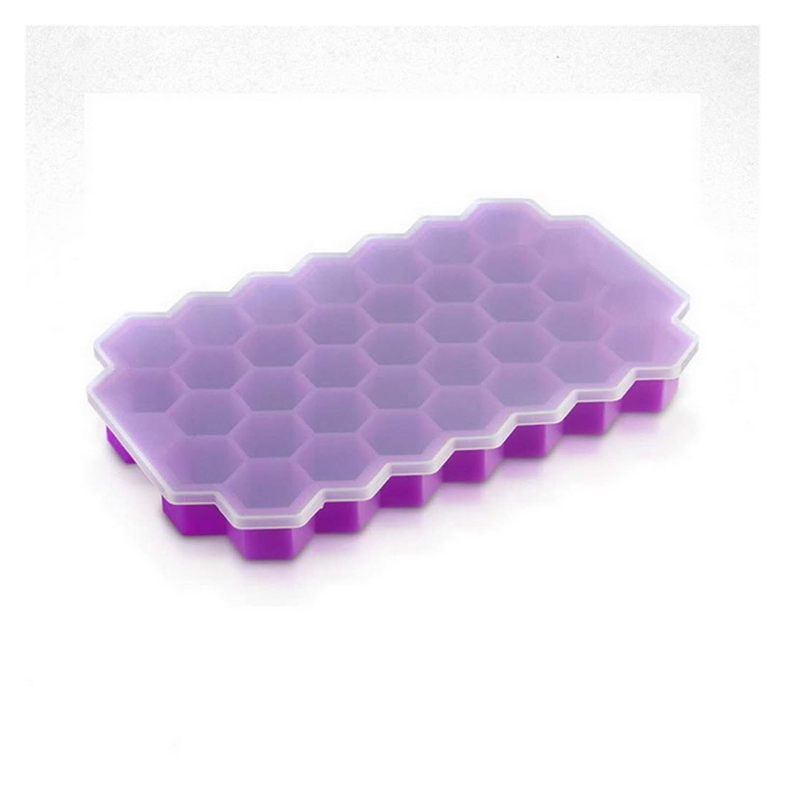 Vassoio per cubetti di Ghiaccio cavità con coperchi Rimovibili Vassoio a Nido d'Ape Stampo per Ghiaccio in Silicone Flessibile per Uso Alimentare per Cocktail di Whisky (Color : Purple with Lid)