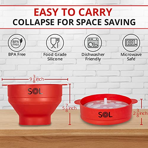 Sol – Silicone Popcorn Popper With Lid – Bpa Free Microwave Popcorn Maker – Collapsible Bowl, Heat Resistant Use In Microwave Oven, Dishwasher Safe – 10 X 8 X 6 Inches – Red #TOP1