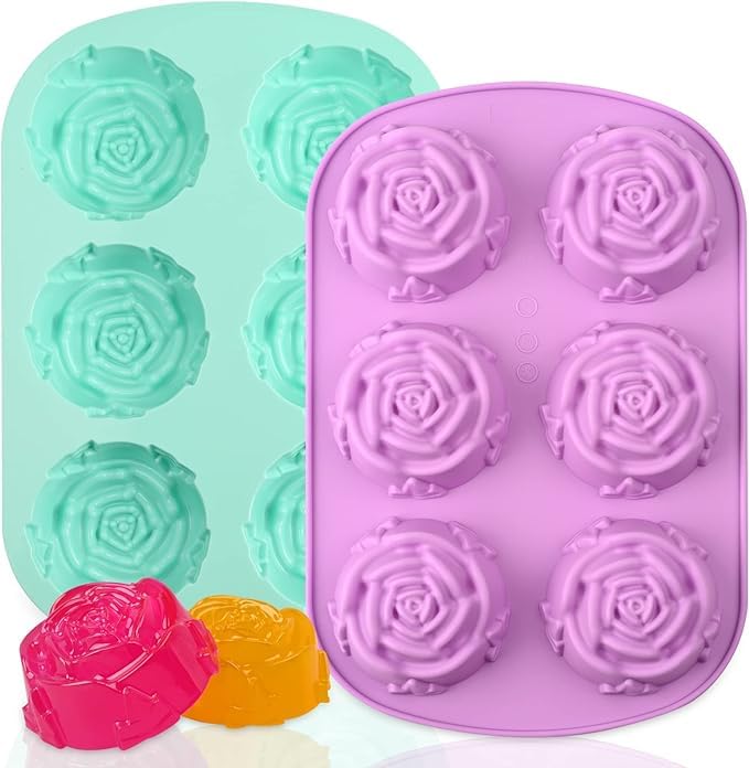 MoldBerry Rose Soap Mold – 6 Cavity Silicone Soap Mould for Homemade Soap, Bath Bombs, Lotion Bars – Flower Shape, Rose Design, Multicolor (Pack of 1)-image-13