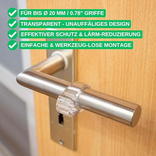 Türklinkenpuffer, 6 Pack, transparent, Ø 18 mm Öffnung, für runde und eckige Fenster- und Türklinken, Türklinken Schutz gegen Schrammen an Wand und Griff, Tür Anschlagpuffer, Elastikpuffer Türgriff