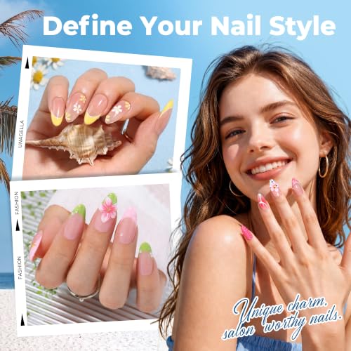 Image of UNA GELLA Gel Nail Tips Almond Shape Medium Pre-etched 450PCS 15 Sizes