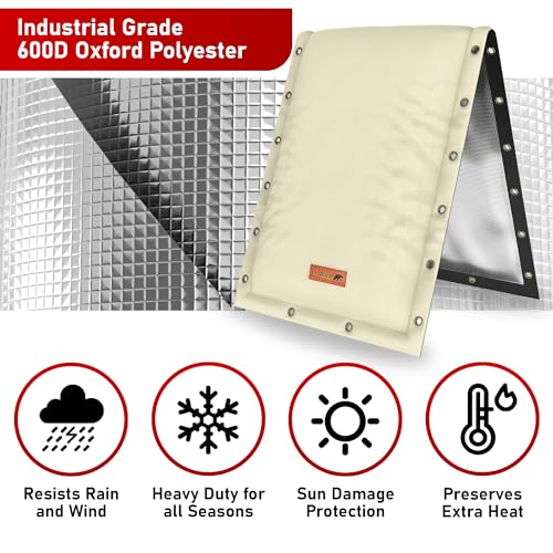 Redford Supply Co. Cold Snap (5°F) Backflow Preventer Insulation Cover, 3-Way Custom, 16\"W x 20\"H, Pipe Insulation, Water Sprinkler Covers for Outside, Sprinkler Backflow Cover for Winter (Beige) - Thumbnail 6