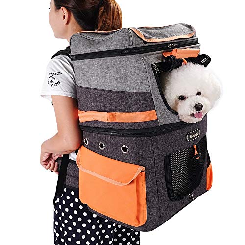ibiyaya-Dog-and-Cat-Carrier-with-Double-Decker-Compartment-JetPaw-2-Compartement-for-2-Pet-Carrier-for-Cats-Dogs-and-Rabbits-Travel-Friendly-Hiking-Friendly-Dog-Carrier-Black-and-Gray - Cucciolini Doodles   ibiyaya-Dog-and-Cat-Carrier-with-Double-Decker-Compartment-JetPaw-2-Compartement-for-2-Pet-Carrier-for-Cats-Dogs-and-Rabbits-Travel-Friendly-Hiking-Friendly-Dog-Carrier-Black-and-Gray