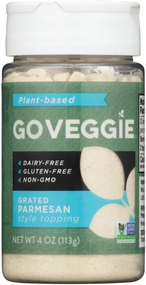 Go Veggie Dairy-Free Grated Topping, Parmesan, 4 oz (Pack of 4)