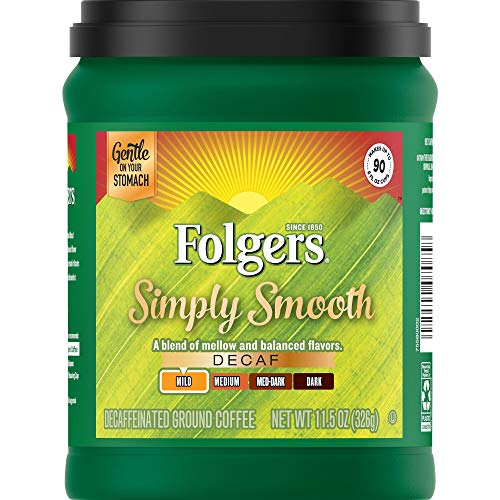 Folgers Simply Smooth Decaf Ground Coffee, Mild Roast, 11.5 Ounce (Packaging May Vary) - image 1