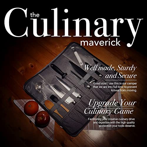 Chef Knife Bag Travel Folder Extended Knife Case | 8 Pockets For Knives, Kitchen Tools & Camp Accessories | Special Slot For Honing Rod | Durable Knife Holder For Chefs & Culinary Students (Dark Grey) #TOP5