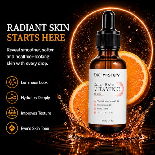 Image of Retinol Radiant Revive Vitamin-C Face Serum | Anti-Aging Booster for Fine Lines, Sun Spots & Uneven Tone - 33 ml / 1.11 oz