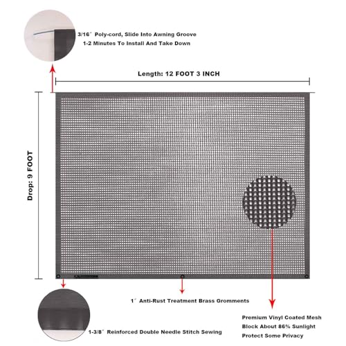 Image of RV Awning Mesh Sun Shade Screen for Motorhome Camper Trailer Sunshade