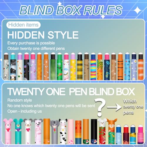 Set aus 21 radierbaren Gelstiften mit wärmeempfindlicher Tinte,Kawaii Verschiedene Tiermotive, Mehrfarbig Temperaturempfindlich, 0,7 mm Spitze, Zufälliger Stil