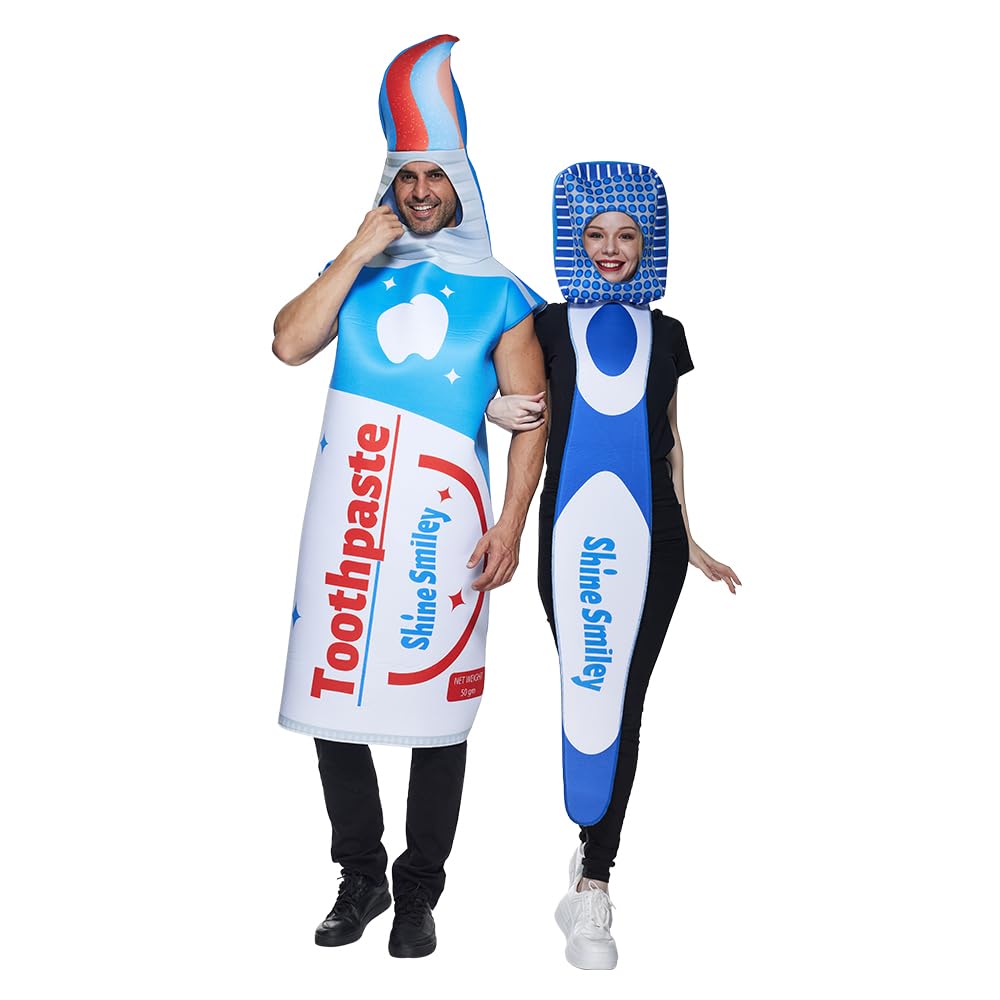 EraSpooky Cepillo de dientes y pasta de dientes disfraz pareja Halloween disfraces adultos Unisex 2 uds conjunto