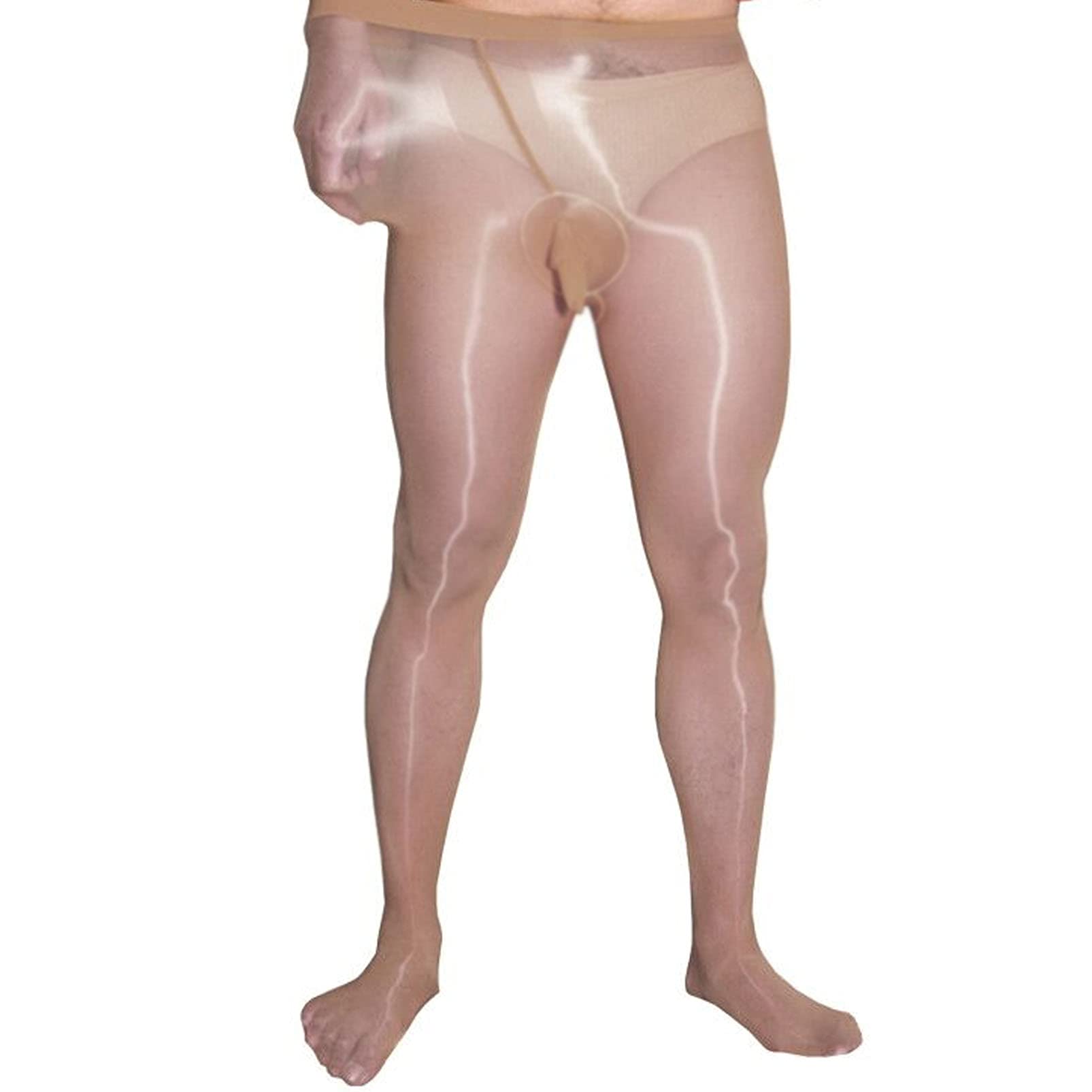 BEFASY Men's 8D Ultra Shiny Glossy Pantyhose High Elastic See Through Sheer Stockings Tights with Sheath