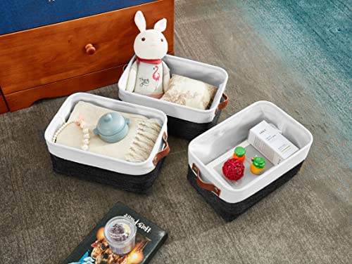 Image of DECOMOMO Small Storage Basket, Closet Storage Bins, Baskets for Organizing Shelves (Black & White, Small - 6 Pack)