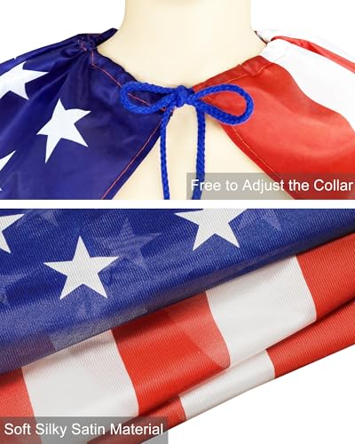 Hikkcos Patriotic American Flag Cape Costume 4th of July American Flag Patriotic Independence Day Halloween Party Accessories2