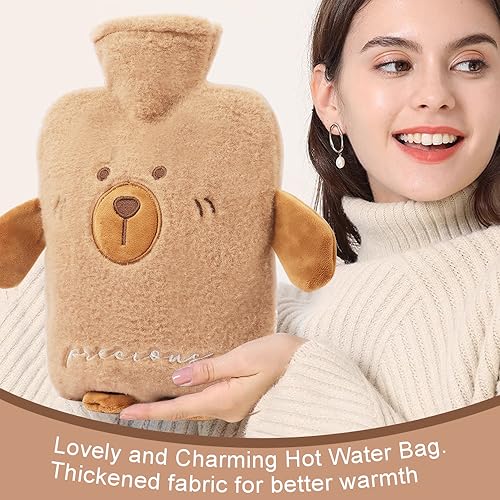 FIVAVA Wärmflasche mit Bezug 2L, Wärmeflasche Groß mit Kuschelweichem Bezug, Süße Wärmflasche Tier, Hot Water Bottle zur Schmerzlinderung,Geschenke für Familie und Freunde