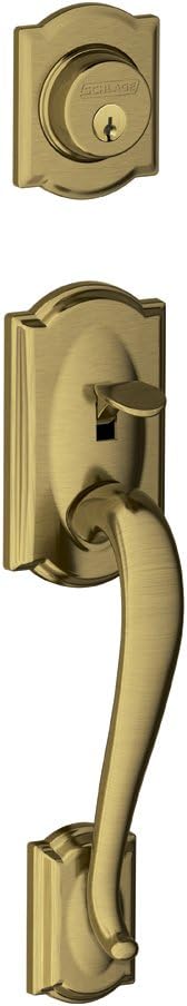 F92-CAM Camelot Dummy Exterior Handleset from The F-Series, Antique Brass