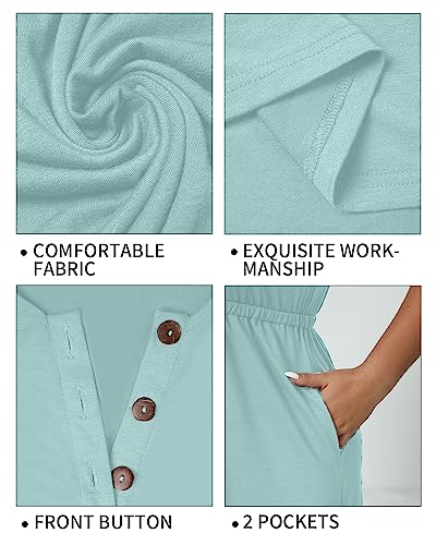 Image of Holipick Women's Plus Size Summer Dresses for Women Casual Dress with Pockets A-Line Swing Button Down Sleeveless V Neck