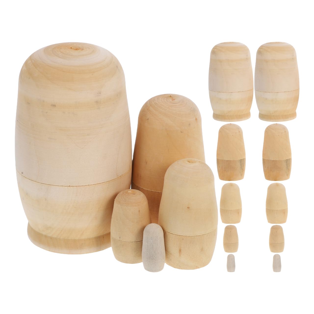 STOBOK Matroschka Rohling Holz Babushka Puppe: Russische Holzpuppen 5 Schichten DIY Basteln Bemalen 3 Sätze Holzspielzeug Zuhause Dekoration Weihnachten Geburtstag Festival Geschenk