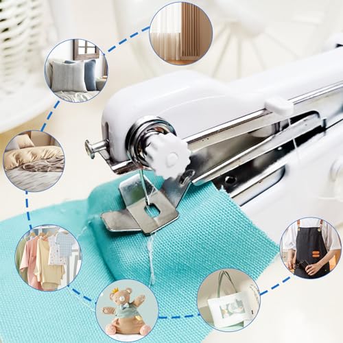 Mini-naaimachine, handnaaimachine voor beginners, kleine naaimachine voor stoffen, kleding, thuis en op reis - handnaaimachines, handnaaimachine UK, naaiaccessoires - perfect voor kleding en gordijnen - Image 6