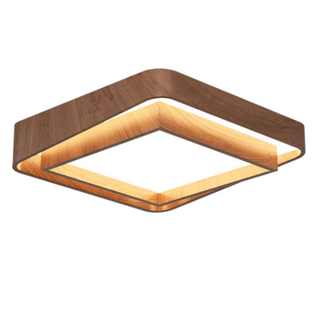 LYMSXAZOU Wood Grain Ceiling Light Square LED Fixtures Nordic Bedroom Easy to Install Lighting Fixture for Hallway Balcony Corridor Minimalist Lamp Metal Shade - Dimmable