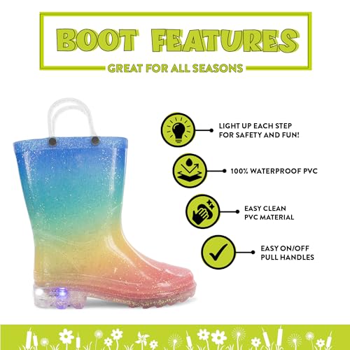 Western Chief Kids Waterproof Light Up Rain Boots With Handles for Easy On and Off for Boys and Girls2
